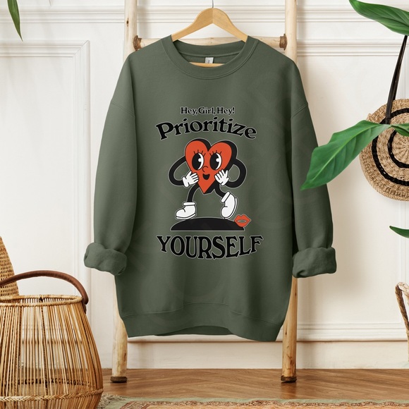 🚨 SALE 🚨 Prioritize Yourself Mental Health Graphic Crewneck Sweatshirt - Picture 5 of 10